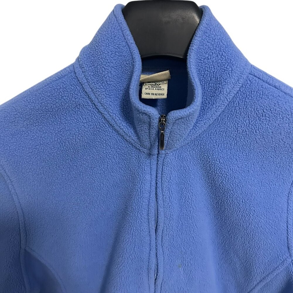 LL Bean Womens Medium Fleece Full Zip Jacket Blue Mock Neck - Picture 3 of 7